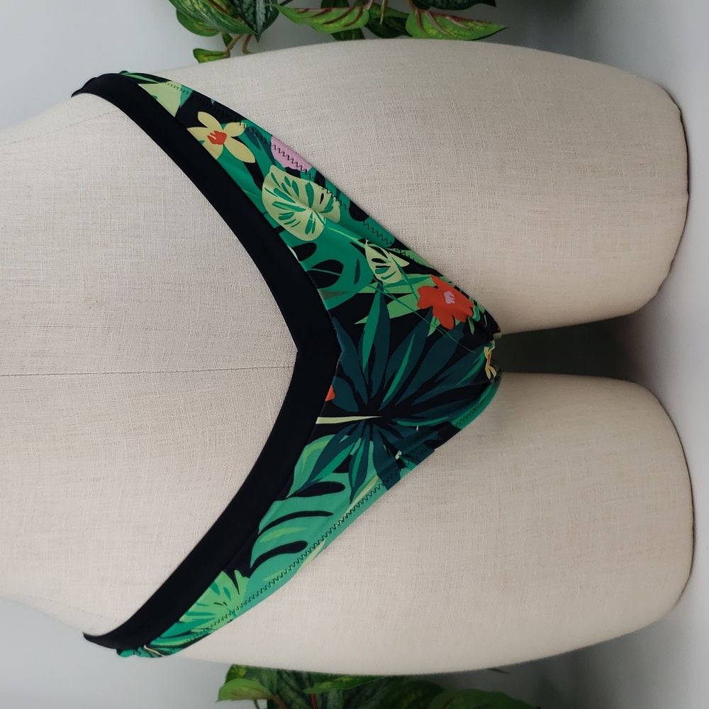 Victoria's Secret Bikini Bottoms Black Tropical sz Xlarge